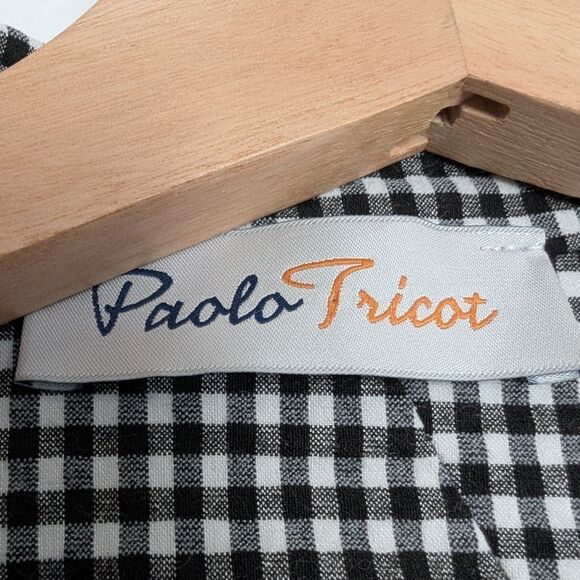 Paolo Tricot Checkered Gingham Sleeveless Long Vest Gillet Medium - Picture 4 of 10